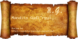 Mandits Györgyi névjegykártya